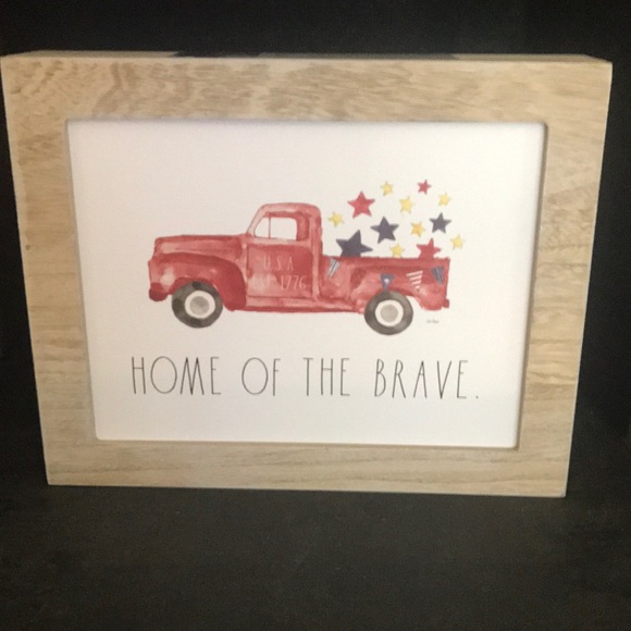 Rae Dunn HOME OF THE BRAVE Red Truck Picture